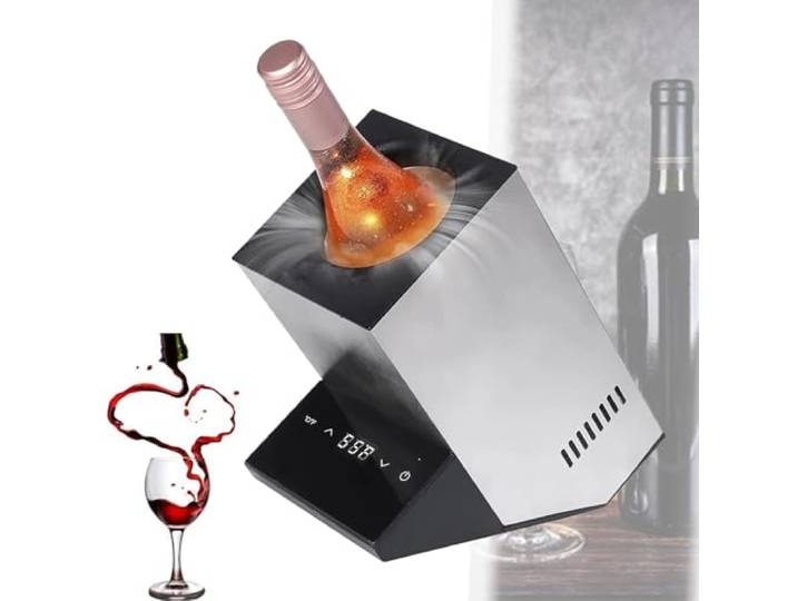 LwiftGal Weinkühler für eine Flasche, tragbarer Weinflaschenkühler, Arbeitsplatten-Weinflaschenkühler mit Touchscreen-Temperaturregelung, für verschiedene Weine, Champagner, Silber