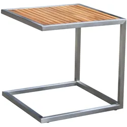 OUTFLEXX Beistelltisch, silber/natur, Edelstahl/Teakholz, 45x45cm, Tischplattenstärke 1,2cm, FSC®-zertifiziertes Produkt