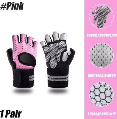 Inspire Curations Weightlifting Gloves With Wrist Support For Gym CrossFit And Strength Training pink xl