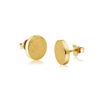 Paar Ohrstecker NENALINA "Basic Kreis Rund Gebürstet Ohrstecker 925 Silber", gold, Ohrringe, Damen, onesize, ohne Stein, Silber 925 (Sterlingsilber)