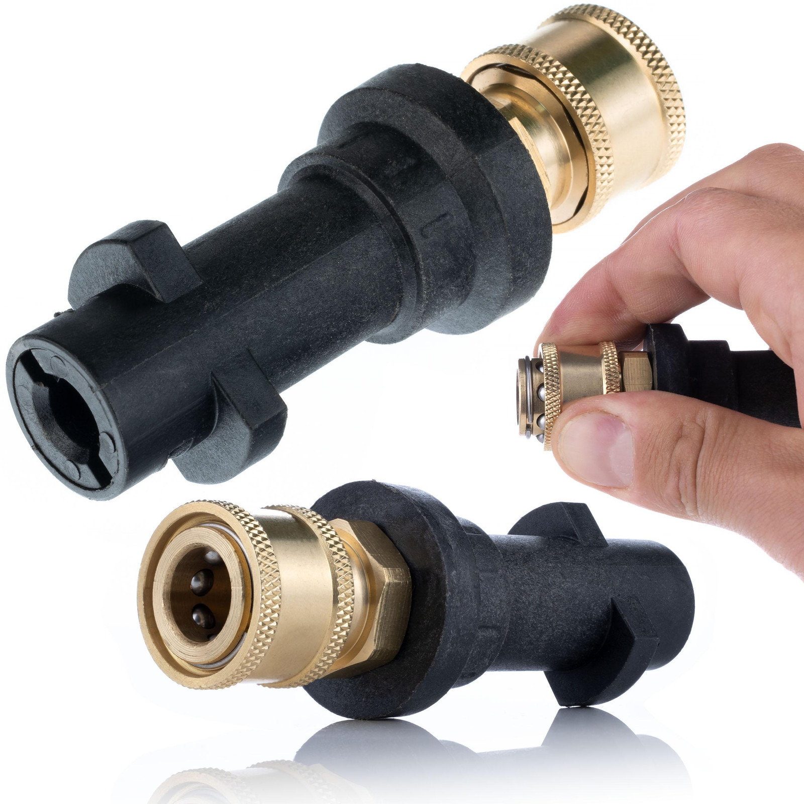 ROSFIX Adapter Vervanging met Bayonet Aansluiting 1/4" en M22x1,5mm Messing voor Kärcher K2–K7 Hogedrukreinigers