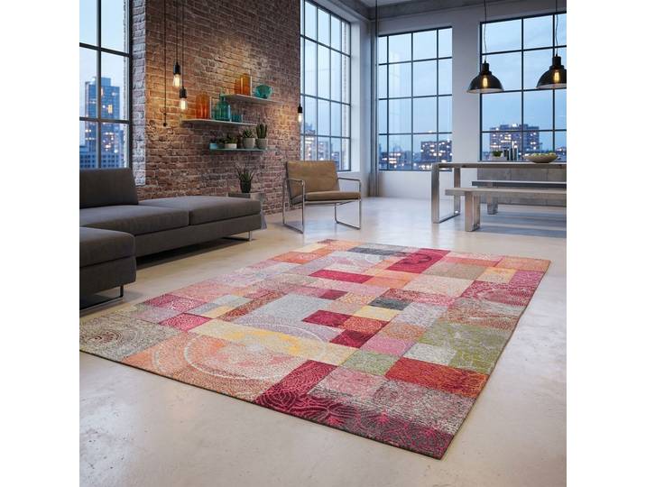 Teppich GINO FALCONE Cosima-112 , bunt, B:160cm H:3mm L:230cm, Polyester, Teppiche, Teppich, Flachgewebe, mit Chenillegarn, modernes Patchwork-Design, Ornamente