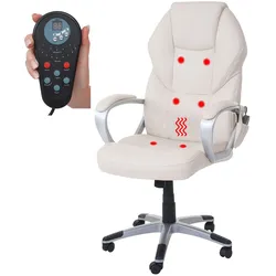 Massage-Bürostuhl MCW-A69, Drehstuhl Chefsessel, Heizfunktion Massagefunktion Kunstleder ~ creme