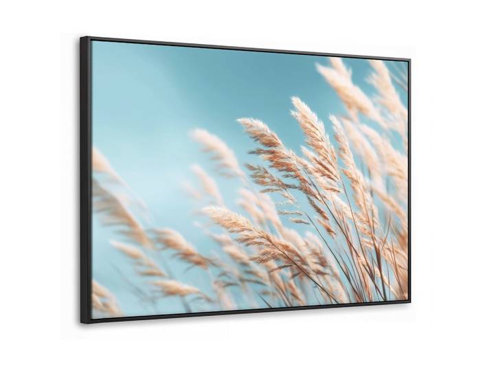 LEINWAND Bilder mit Rahmen - Ziergras - Wind - Hellbraun - 100x70
