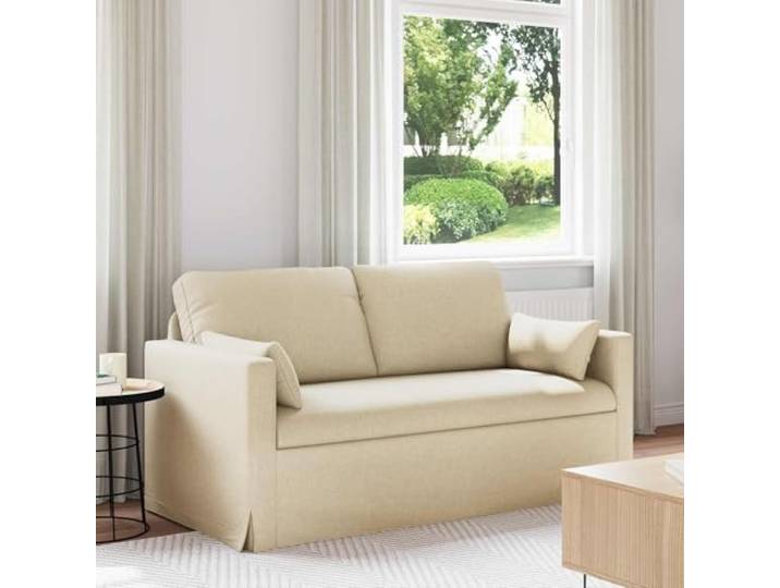 ZQQLVOO Sofa Creme 158 cm Stoff, Modular Metallrahmen, Schaumfüllung, Armlehnen Holzwerkstoff, Kunststoffbeine, Wohnzimmer