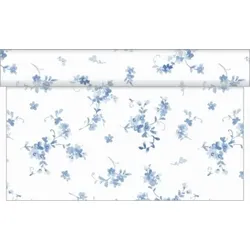 Sovie HOME Tischläufer Bonnie in Blau aus Linclass® Airlaid 40 cm x 4,80 m, 1 Stück - Blumen Frühling zierlich