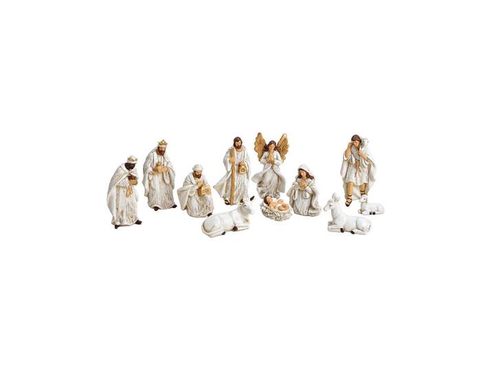 Krippenfigur G. Wurm 11er Set , weiss (bunt), Polyresin, Dekofiguren, Krippenfigur