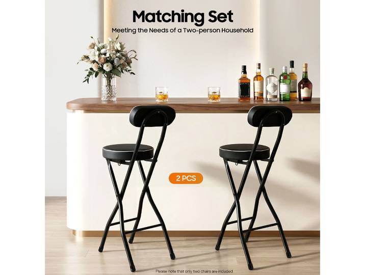 2 tabourets de bar pliants portables, tabourets pliants rembourrés, chaise haute pliable