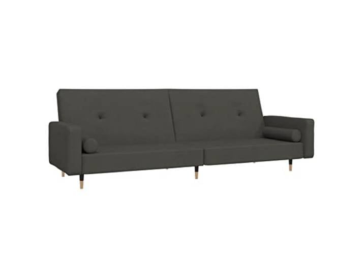 GHVBNMF 2-Sitzer Schlafsofa mit Kissen Klappsofa Samt Dunkelgrau Vielseitige 2-in-1 Bettfunktion für Gästezimmer und Wohnzimmer mit weicher Schaumstoffpolsterung.
