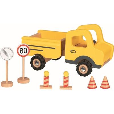 Baustellenfahrzeug mit Verkehrsschildern