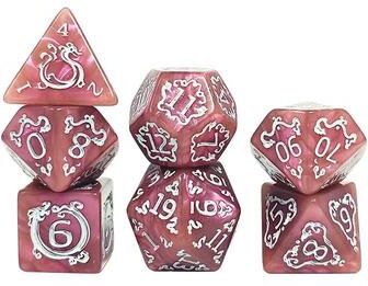 Uplift Picks Dragon Pattern Polyhedral Dice Set For Tabletop RPG Games pink