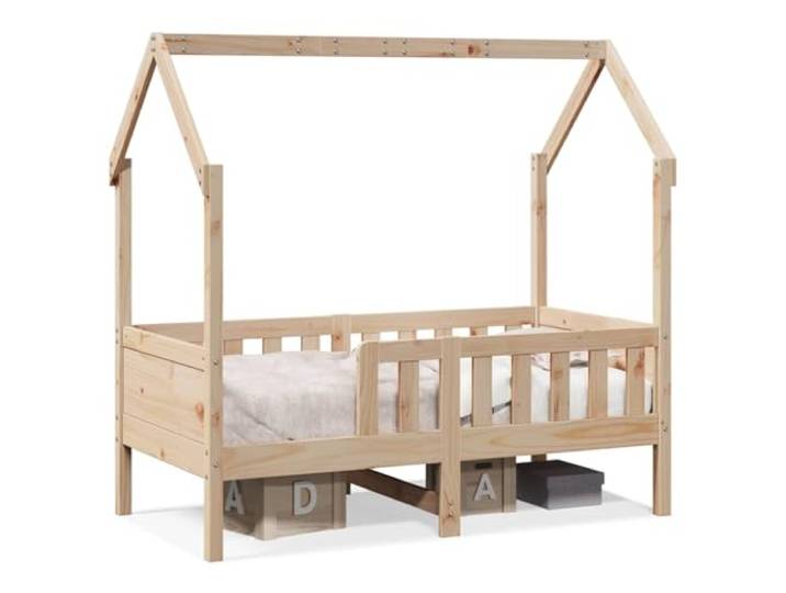 PUGYNBK Bett aus Kiefernholz, 80 x 160 cm, für Kinder Sicherheitsgeländer, selbstöffnende Decke, Aufbewahrung unter Bett, Lattenrost im Lieferumfang enthalten