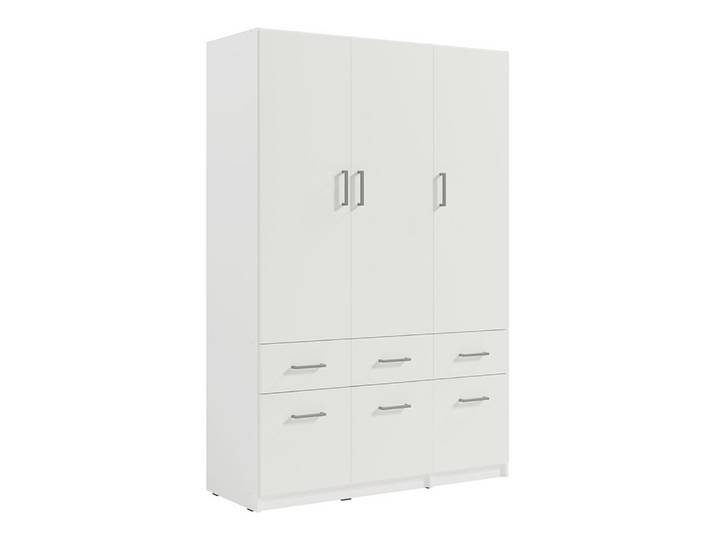 Lomadox Kleiderschrank TRIEST-166 Drehtürenschrank, 3-türig, 136cm breit, weiß