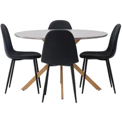 Ebuy24, Essgruppe, Piazza Essgruppe Esstisch grau 4 Stühle schwarz. (Stahl)