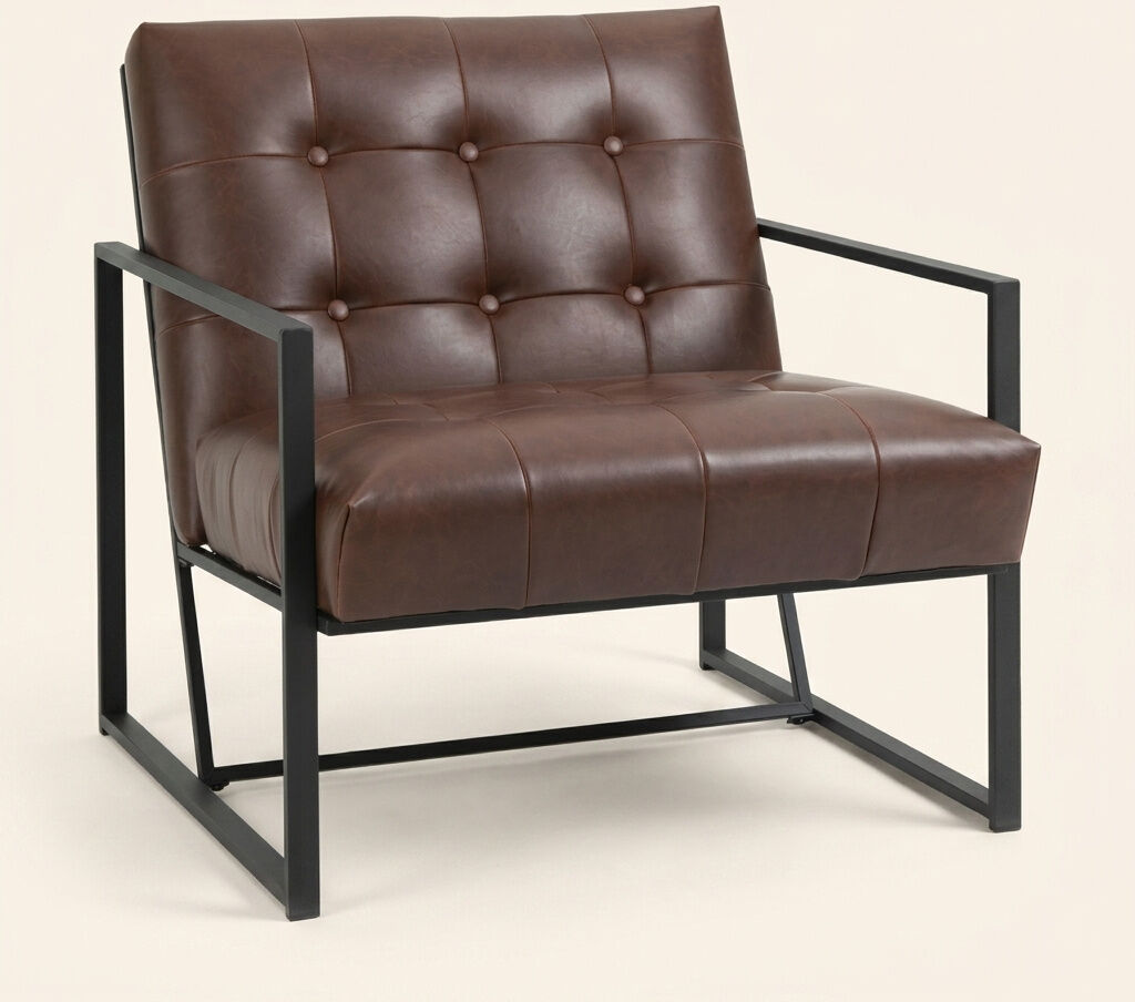 dechome 904833 Poltrona Stile Industriale In Ecopelle Dimensioni 62x74x78 Cm Colore Marrone - Barcellona