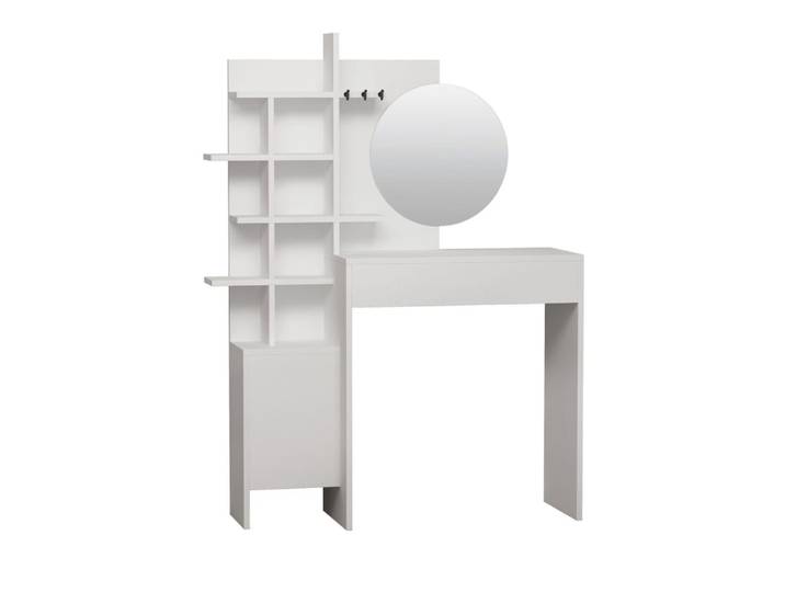 Coiffeuse 1 tiroir avec miroir l71,50cm - blanc