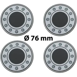 4 x Ø 76 mm Polymere Aufkleber / Schrauben-Optik / Nabenkappen, Felgendeckel