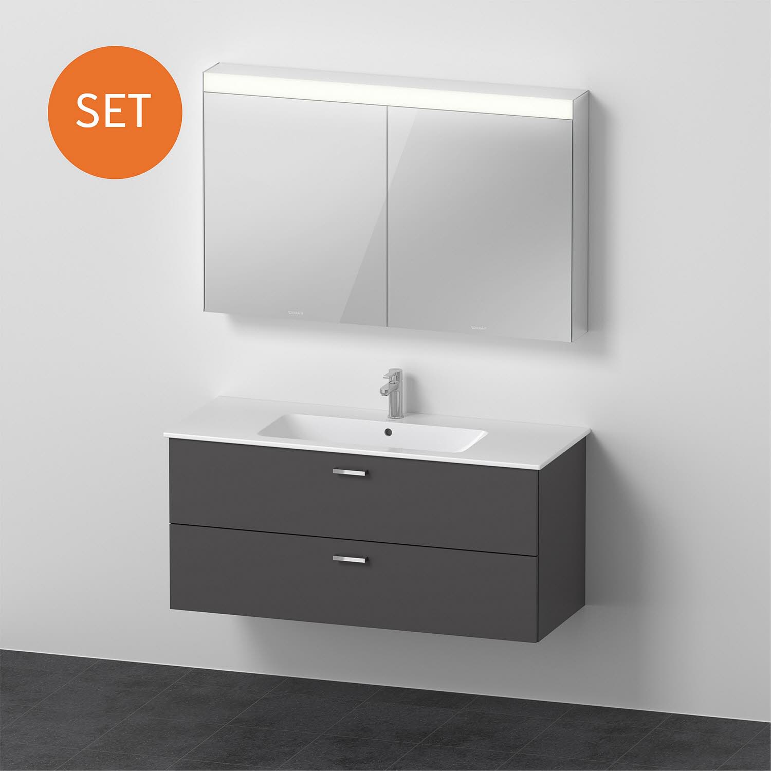 Duravit XBase MöbelSet 123 cm, mit Spiegelschrank