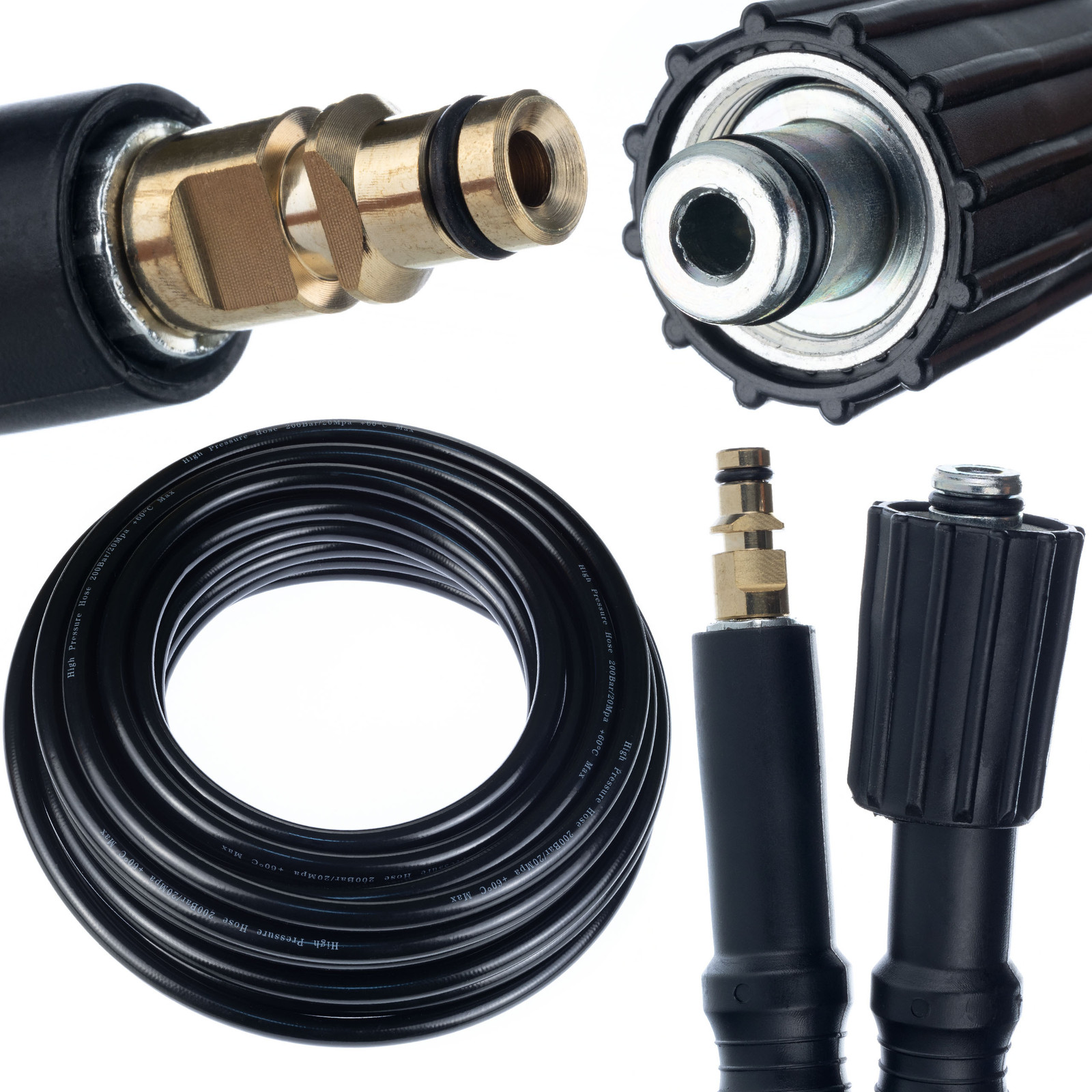 ROSFIX Hogedrukslang Vervanging Click Connect, 10 m, 200 Bar, M22x1,5 Quick Connect, Compatibel met Kärcher K2–K7 hogedrukreinigers