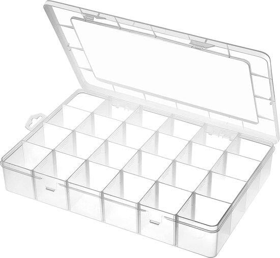 Benza Ibenzoa Extra grote transparante opbergbox van PP met 24 verwijderbare en verstelbare compartimenten, B/D/H: 35,5 x 23,6 x 6 cm