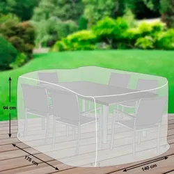 Schutzhülle für rechteckige Sitzgruppe 175x140cm wasserdicht atmungsaktiv Grau