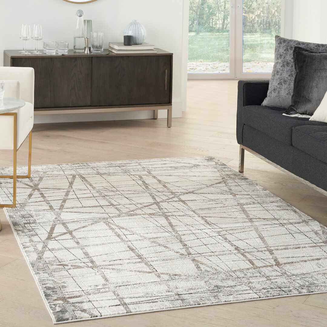 Rio Almaas Abstract Area Rug Black/White Rectangle 119 x 180cm