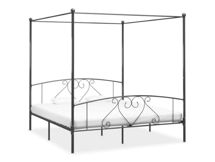 RJPLMFV Himmelbettgestell, Metall, Grau, 200 x 200 cm Ohne Matratze, Lattenrost inklusive, robust und langlebig, für stilvolles Schlafzimmer