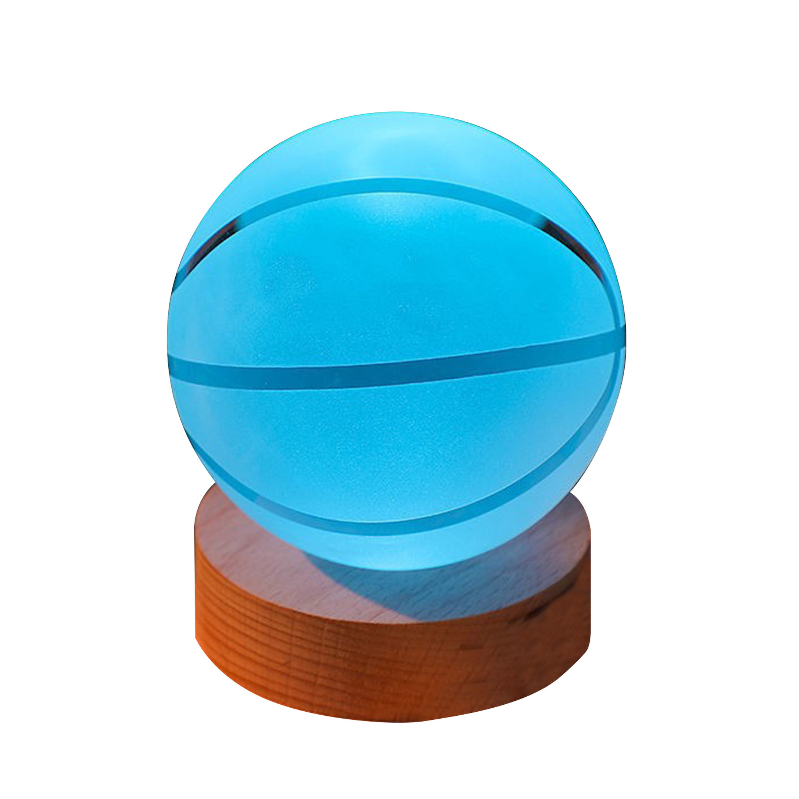 Cocosity 3D Kristallen Bol Nachtlamp met Houten Voet