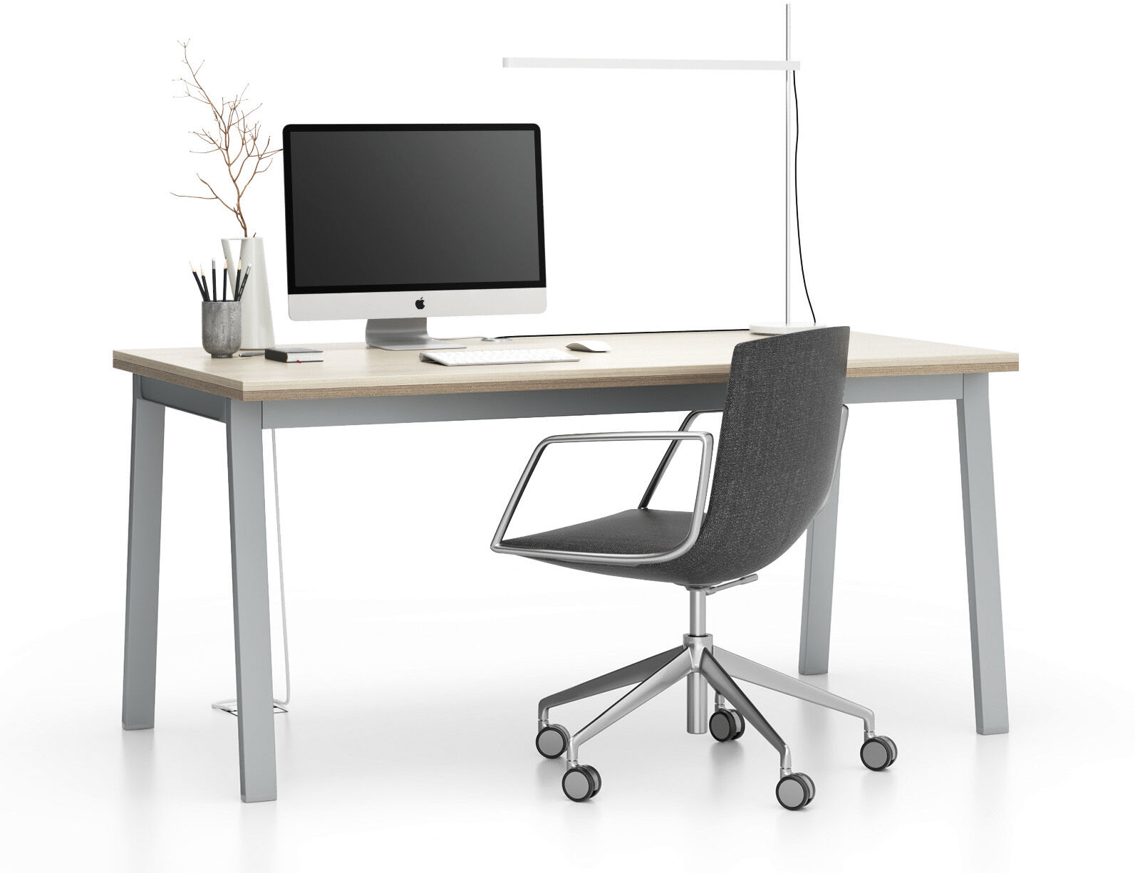 PLAN Bürotisch SINGLE LAYERS, 160x80 cm, Eiche natur / Eiche gebeizt