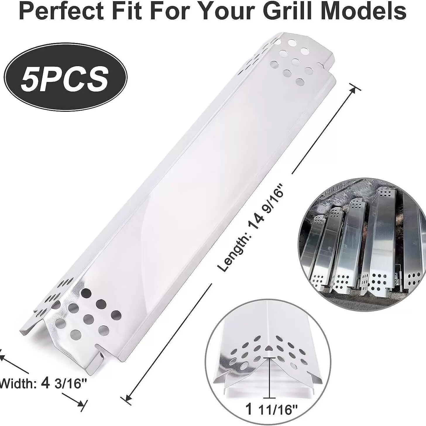 INF 5 Stück Hitzeplatten-Ersatz für Gasgrill - Silber