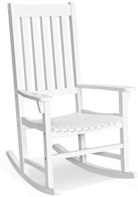 Costway Indoor Outdoor Wooden High Back Rocking Chair-White