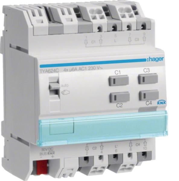 Hager Jaloezie-aansluiting KNX TYA624C, 4-voudig, 230V