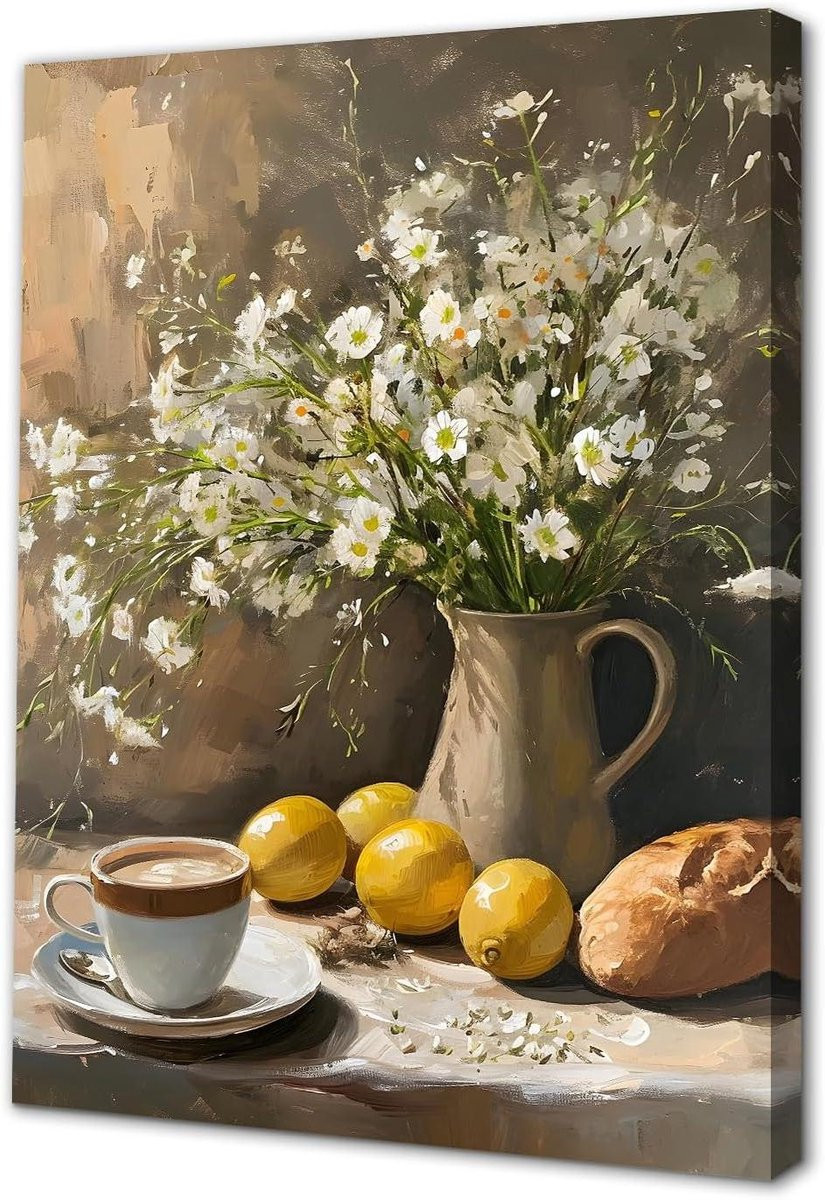 Madeliefje Citroen Ingelijste Muurkunst - Canvas Decoratie Poster - 30 x 40 cm