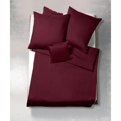 Bettwäsche FLEURESSE "Linz", rot (granatapfel), B/L: 155cm x 220cm, 1 Stk., 1 Stk., Satin, B/L: 80cm x 80cm, 2 Stk., Satin, Obermaterial: 100% Baumwolle, Bettwäsche, Bettwäsche, Halbleinen, 50% Baumwolle, 50% Leinen, 135x200, 155x220, 200x200cm