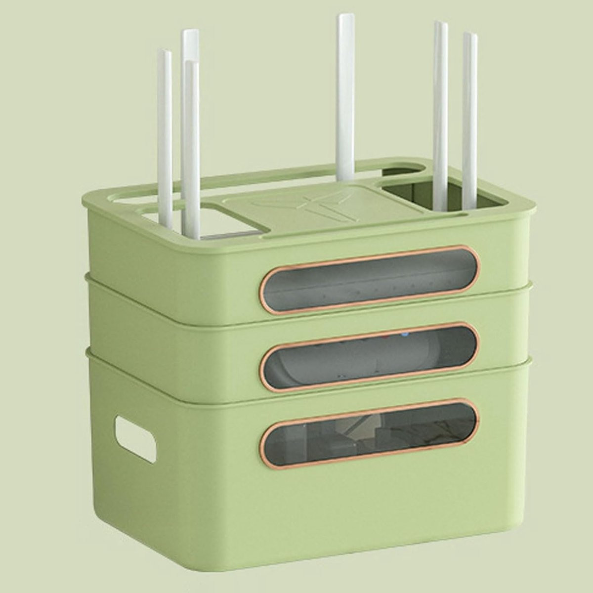 Waterdichte WiFi-router opbergdoos met kabelbeheer in het groen