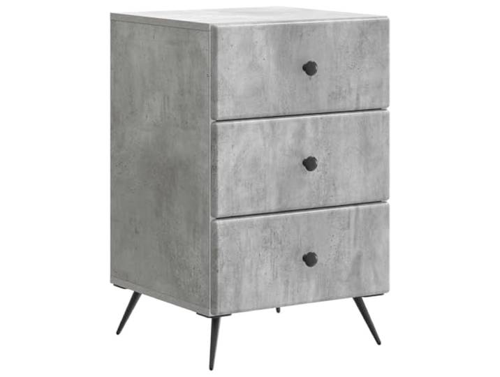 hliofuir Nachttisch Betongrau 43x41x66,5 cm Holzwerkstoff 3 Schubladen Moderner Beistelltisch im Vintage-Stil fürs Schlafzimmer oder den Flur mit geordnetem Platzangebot dank 3 Fächern.