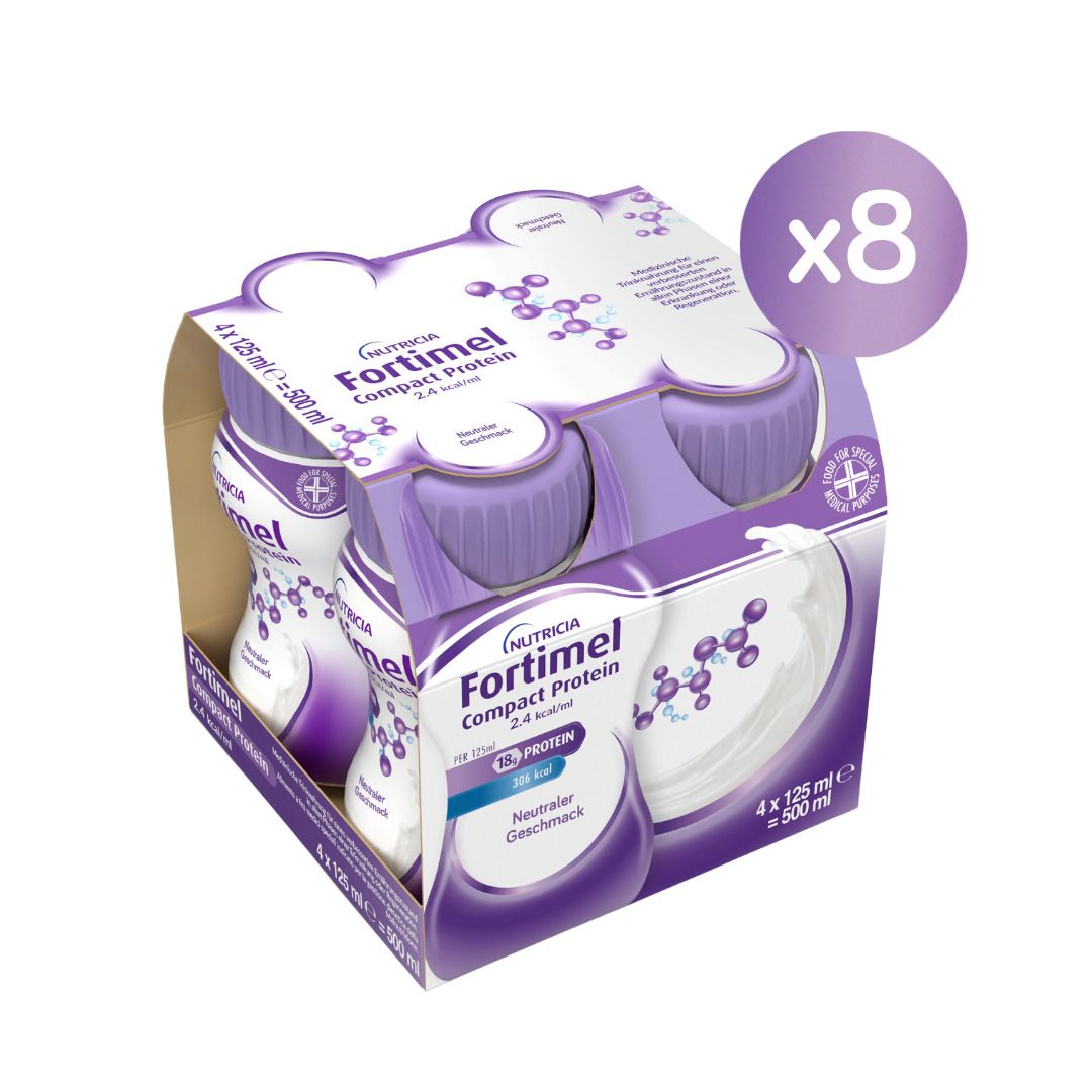 Fortimel Compact Protein 2.4 kcal neutral 8x4x125 ml Flüssigkeit