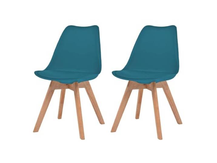 UYPTERF Esszimmerstühle 2 STK. Türkis Kunststoff Ergonomische Sitzfläche, integrierte Rückenlehne, Kunstleder-Polster, Massivholzbeine, einfache Montage