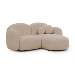 ECKSOFA Nuvola mit abgerundetem Design Hellbeige Bouclé-Stoff - Ottomane Rechts