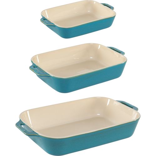 Staub Ofenformenset 3-tlg. Keramik, rechteckig,Antik-Türkis