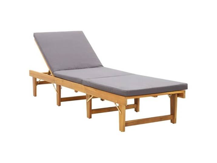 Chaise longue pliante avec coussin Bois d'acacia solide