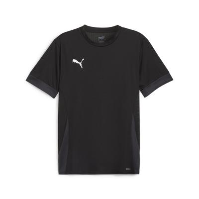 Fußballtrikot PUMA "TEAMGOAL MATCHDAY JERSEY", Herren, Gr. M, schwarz (puma schwarz, puma weiß, flat schwarz gray), Interlock, Obermaterial: 100% Polyester, unifarben, regular fit normal, Rundhals, Trikots Fußballtrikot, Trikot, für Sportmode und...