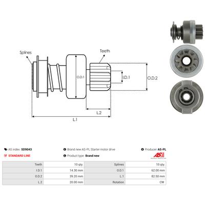 AS-PL Freilaufgetriebe, Starter SD9043