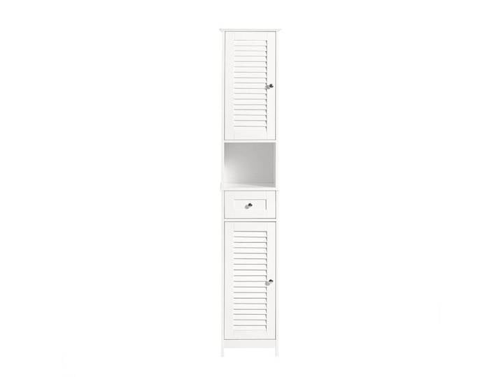 Meuble colonne 2 portes effet bois blanc