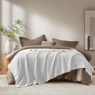 Madison Park Waffle Weave 100% Cotton Breathable Lightweight Blanket