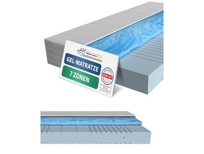 AM Qualitätsmatratzen 7 Zonen Gelmatratze 80x200 H2 - Made in Germany - Oeko TEX zertifizierte Memory Schaum Matratze 80x200-20 cm Hoch - Hybridschaummatratze 80x200 H2 mit 4cm Gelauflage