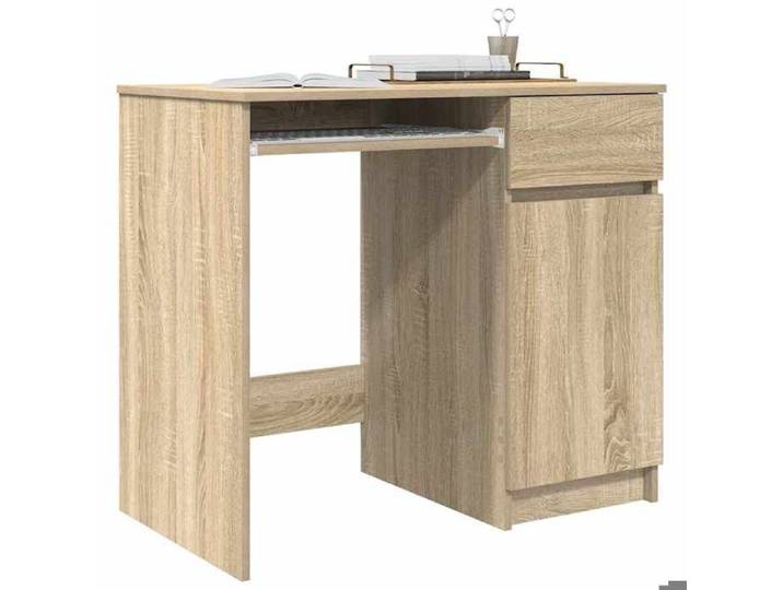 Brun MEUBLE INFORMATIQUE (1 Personne）- Capacité 60 kg - Bureau secrétaire rectangulaire chêne Sonoma 86x49x76cm - Bois d'ingénierie