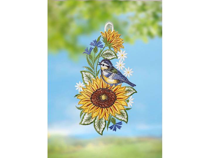 Fensterbild mit Sonnenblume, Bunt