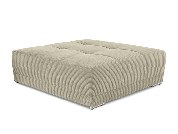 Polsterhocker XXL für Big-Sofa 120x120, Federkern Polstersitz in Cord Beige Grau / 15177