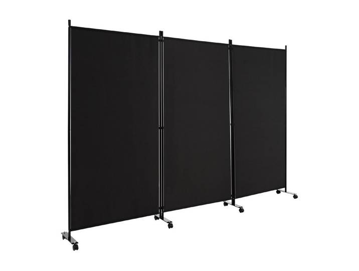 COSTWAY Paravent 3 tlg. auf Rollen, Klappbar, Metallrahmen, 262x180 cm